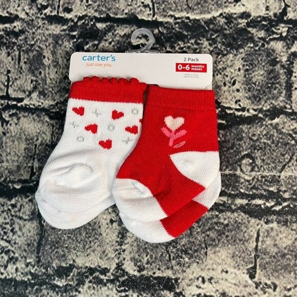 Just One You Carters 0-6 Months Red Pink White Flower X O  Heart Valentines - Picture 1 of 8